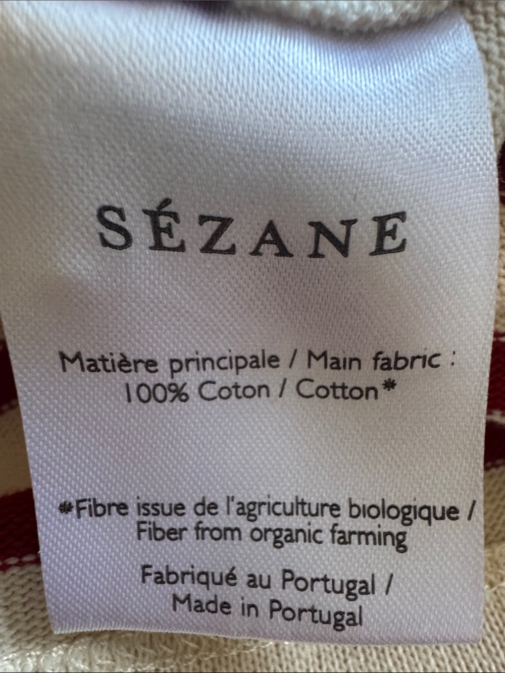 Sezane Gatsby Cream and Burgundy Striped Button-Front Top - Picture 5 of 10